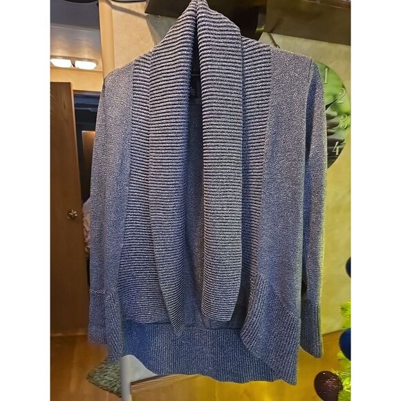INC International Concepts Sweaters - INC International Concept Grey Silver Metallic Shawl Collar Cardigan Size Medium